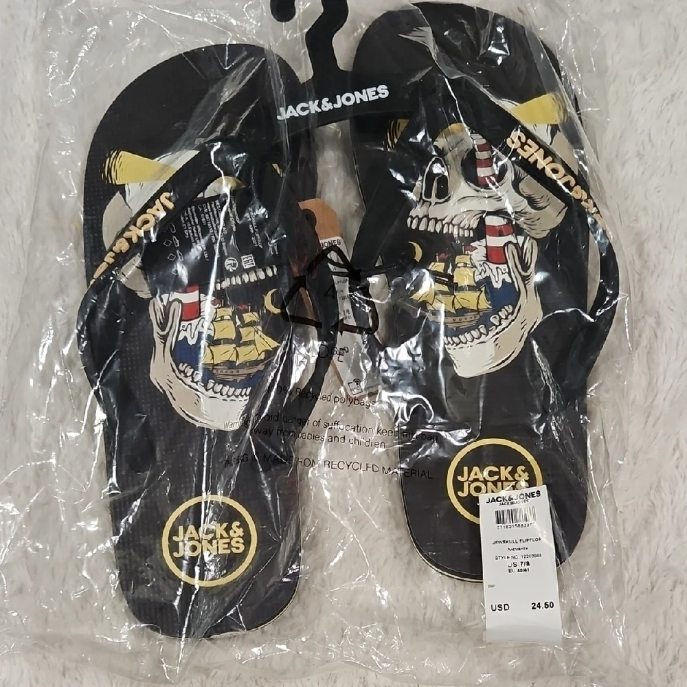 Jack & Jones Skull Print Flip Flops Men's 7/8
